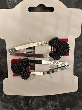 Black Crystal Mickey Snap Hair Clips